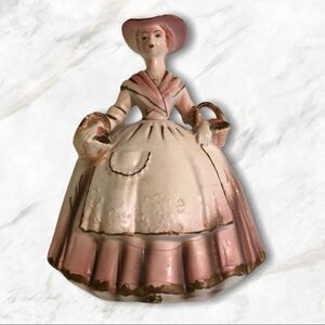 Artmark Pink Lady With Flowers Porcelain Planter